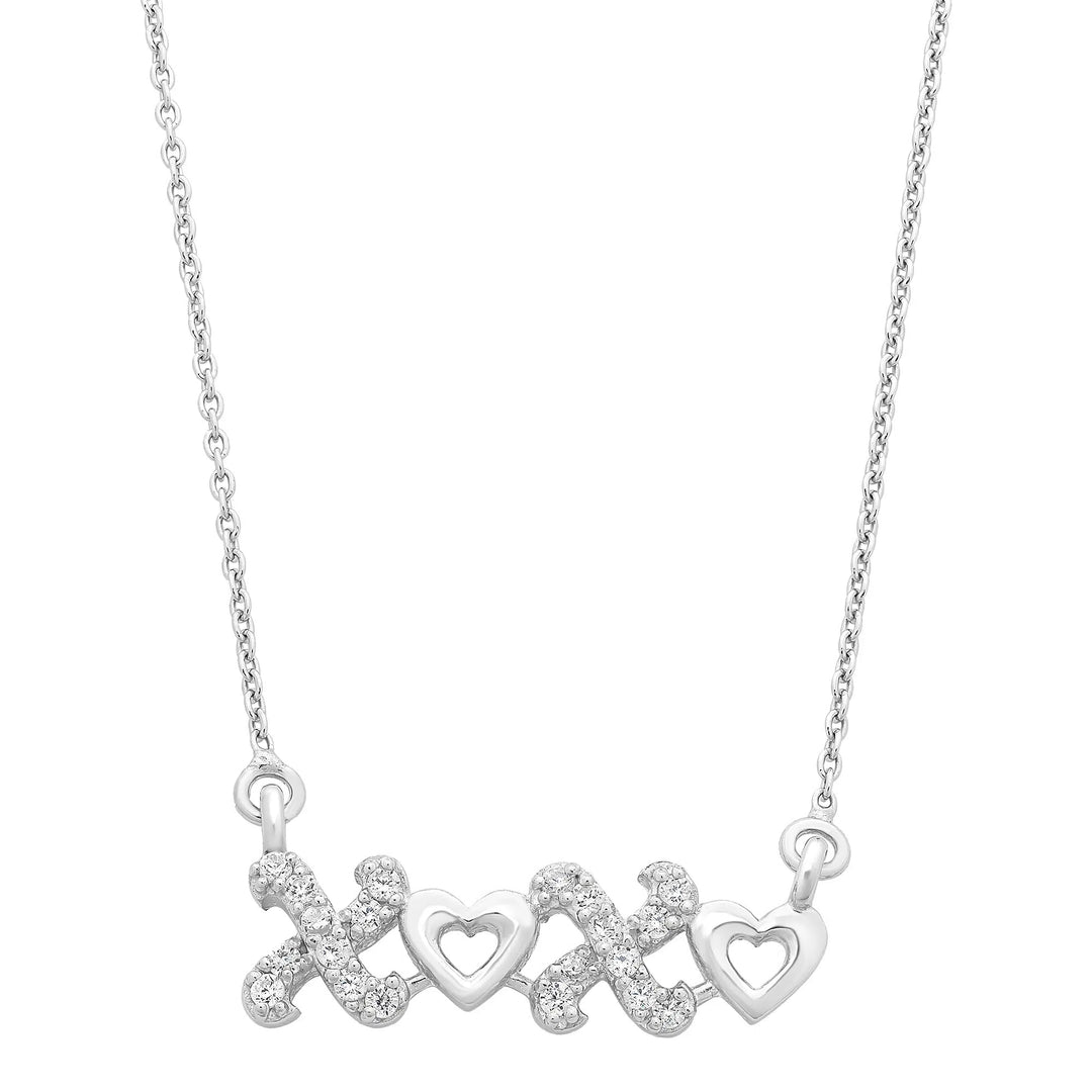 Sterling Silver Cubic Zirconia "XOXO" Necklace
