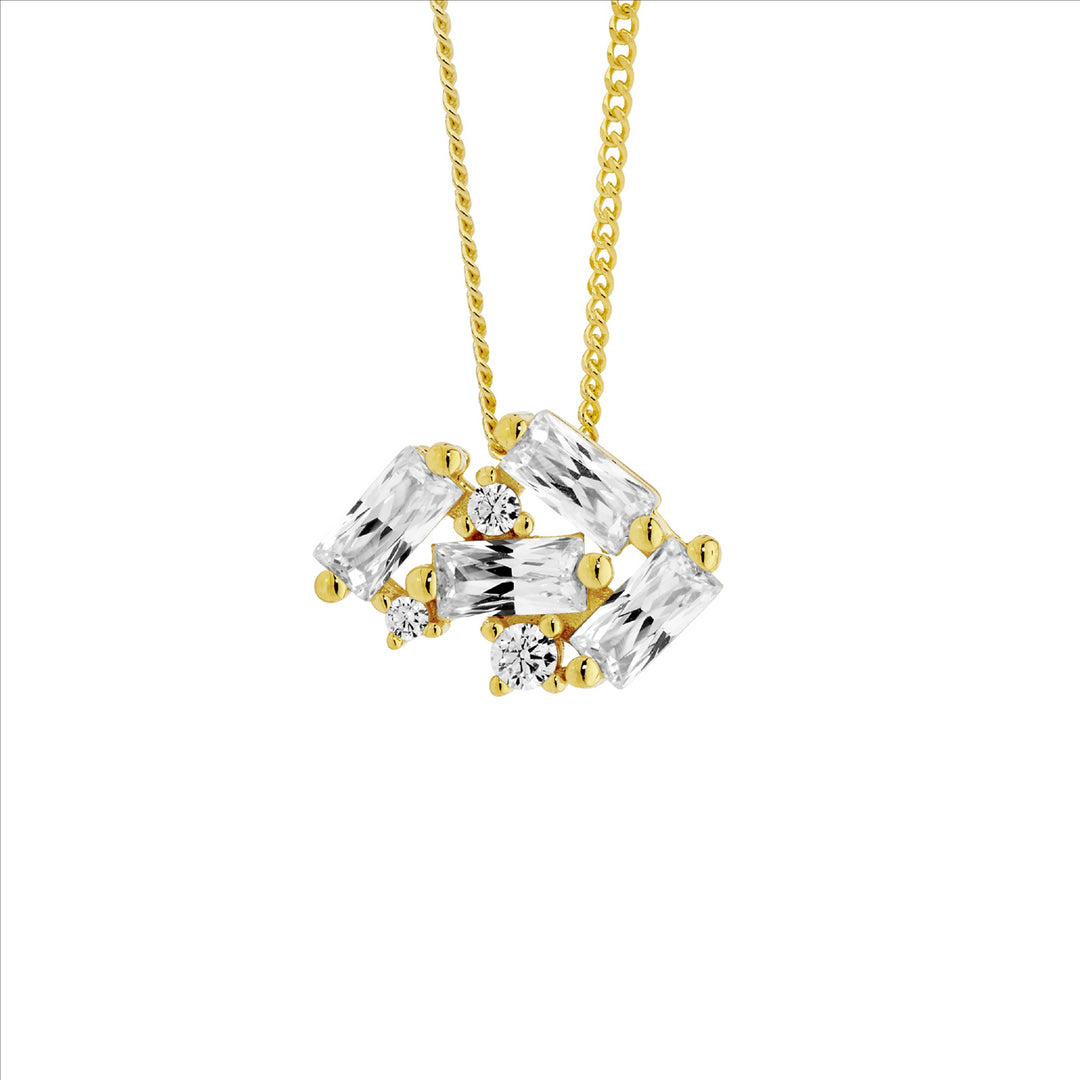 Sterling Silver Yellow Gold Plated Cubic Zirconia Necklace