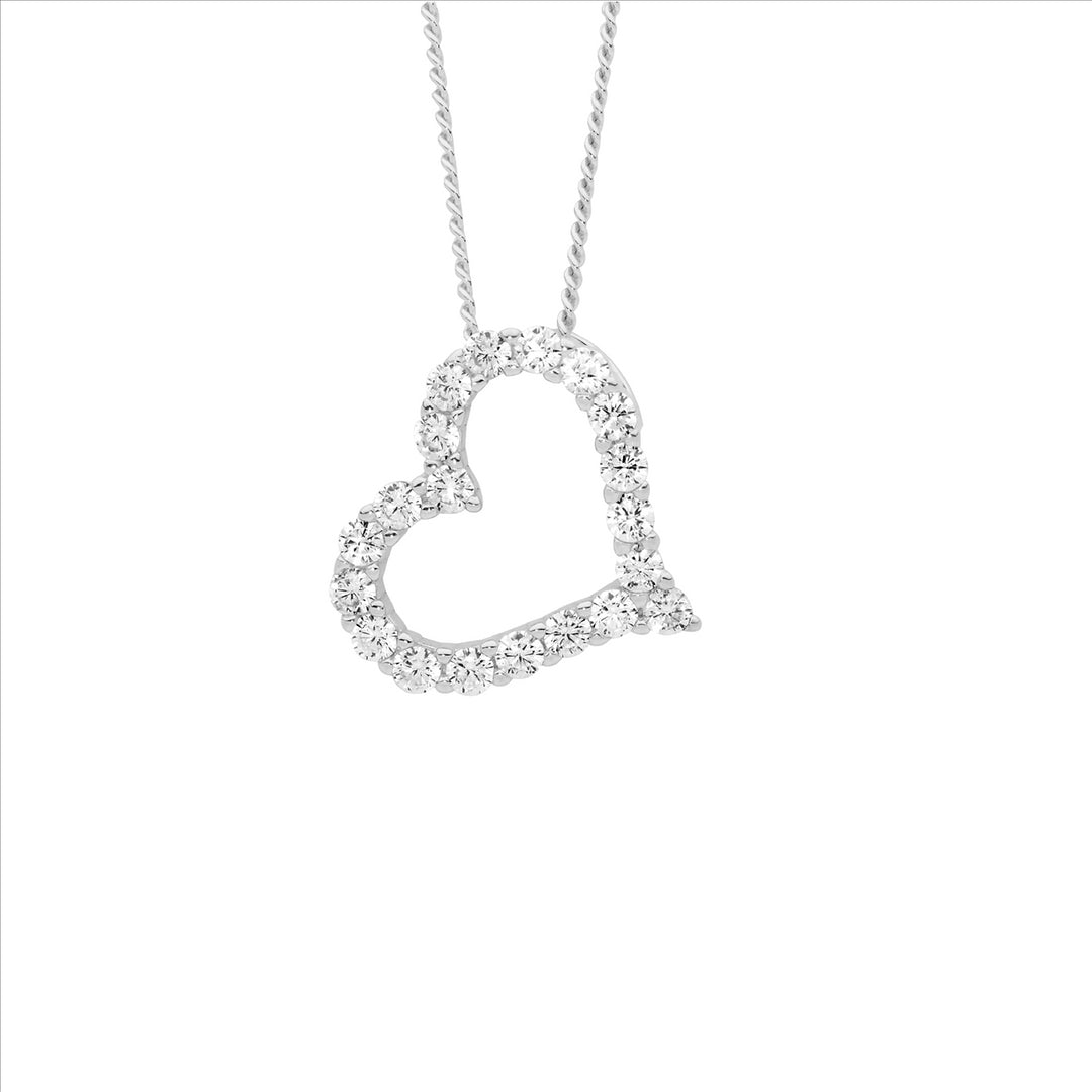Sterling Silver Cubic Zirconia Heart Necklace