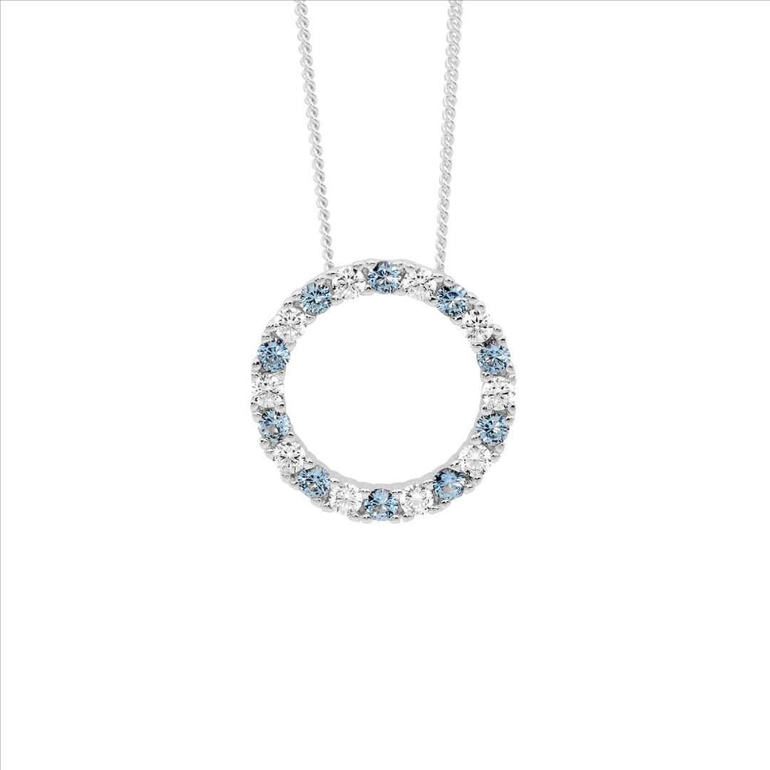 Sterling Silver Spinel & Cubic Zirconia Circle Necklace