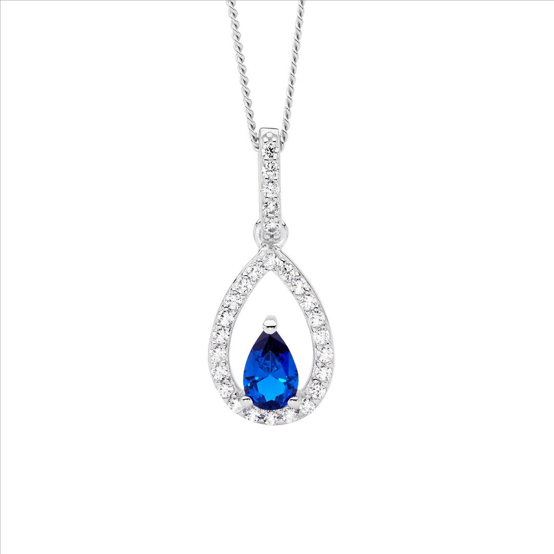 Sterling Silver Cubic Zirconia Teardrop Necklace