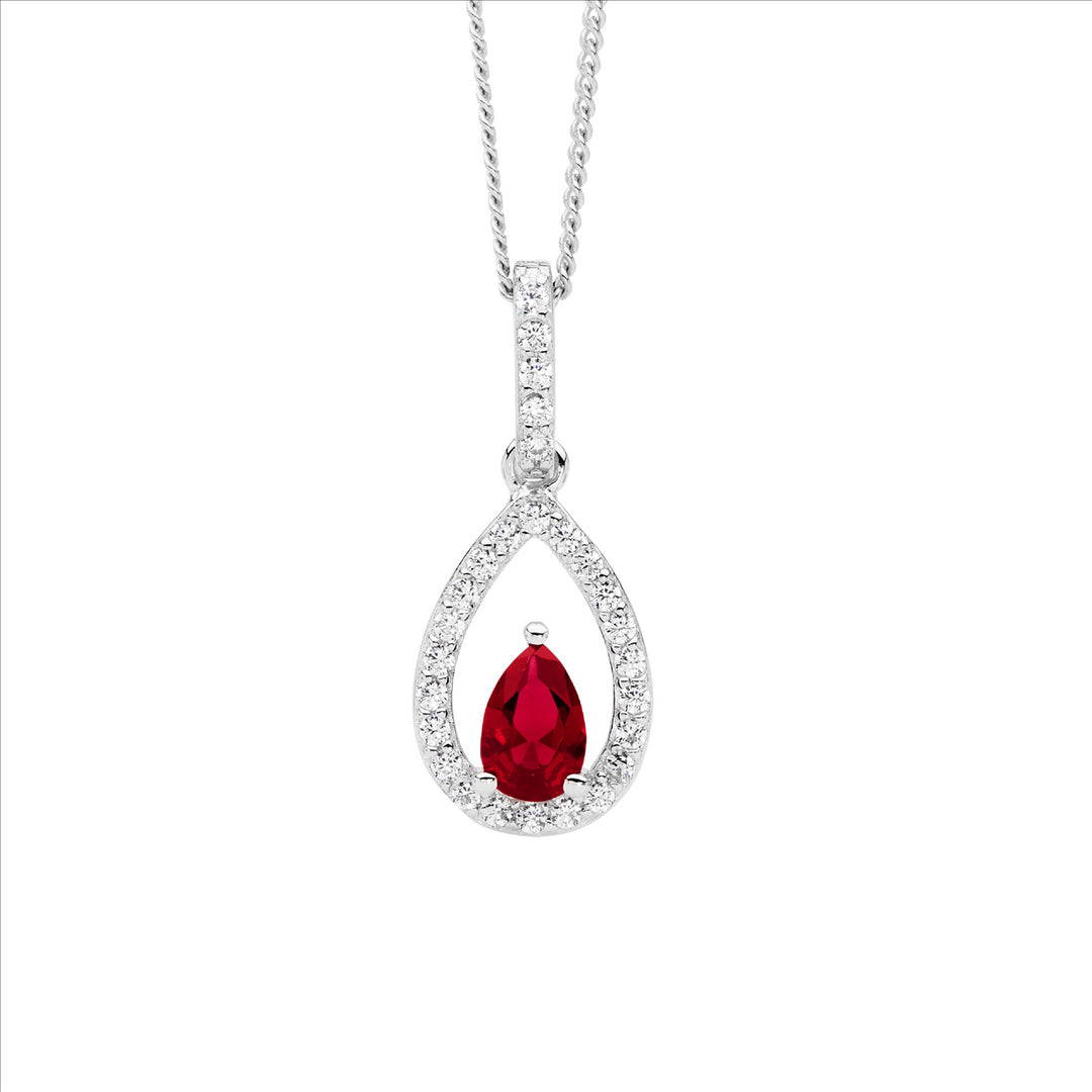 Sterling Silver Cubic Zirconia Teardrop Necklace
