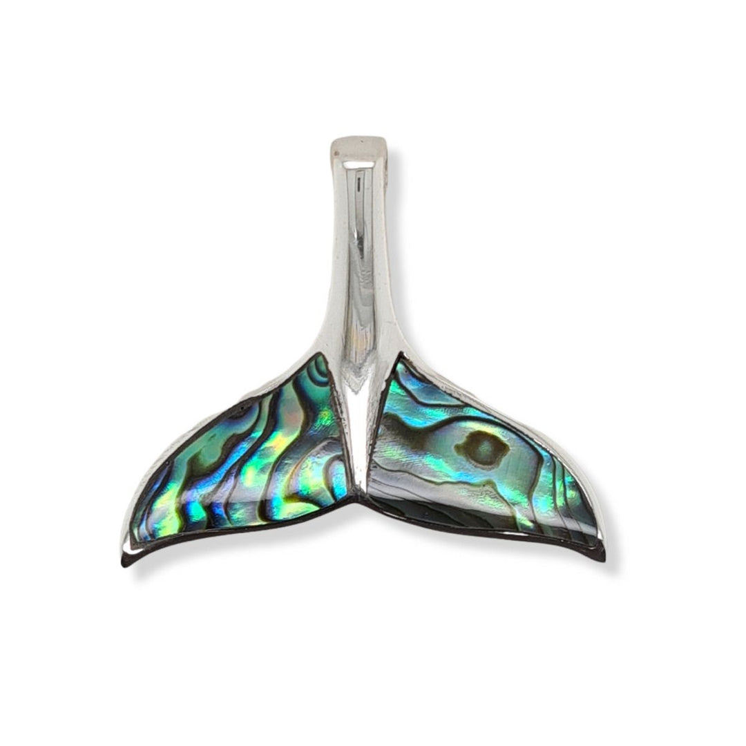 Sterling Silver Paua Shell Whale Tale Pendant