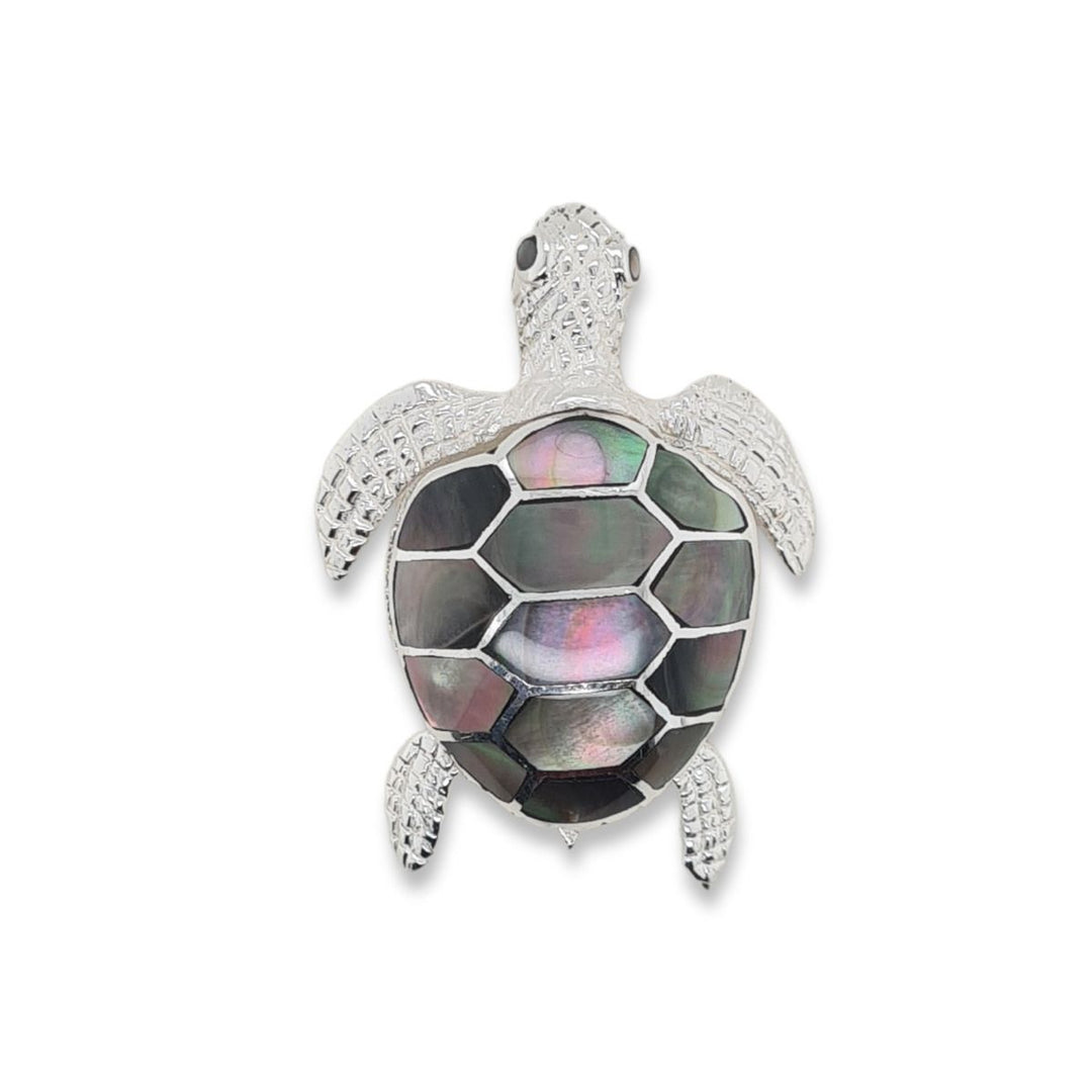 Sterling Silver Paua Shell Turtle Pendant