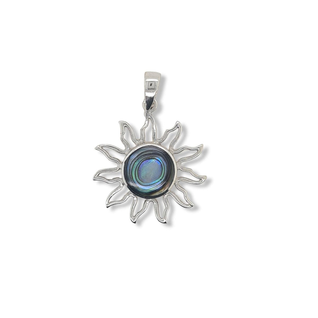 Sterling Silver Paua Shell Sun Pendant