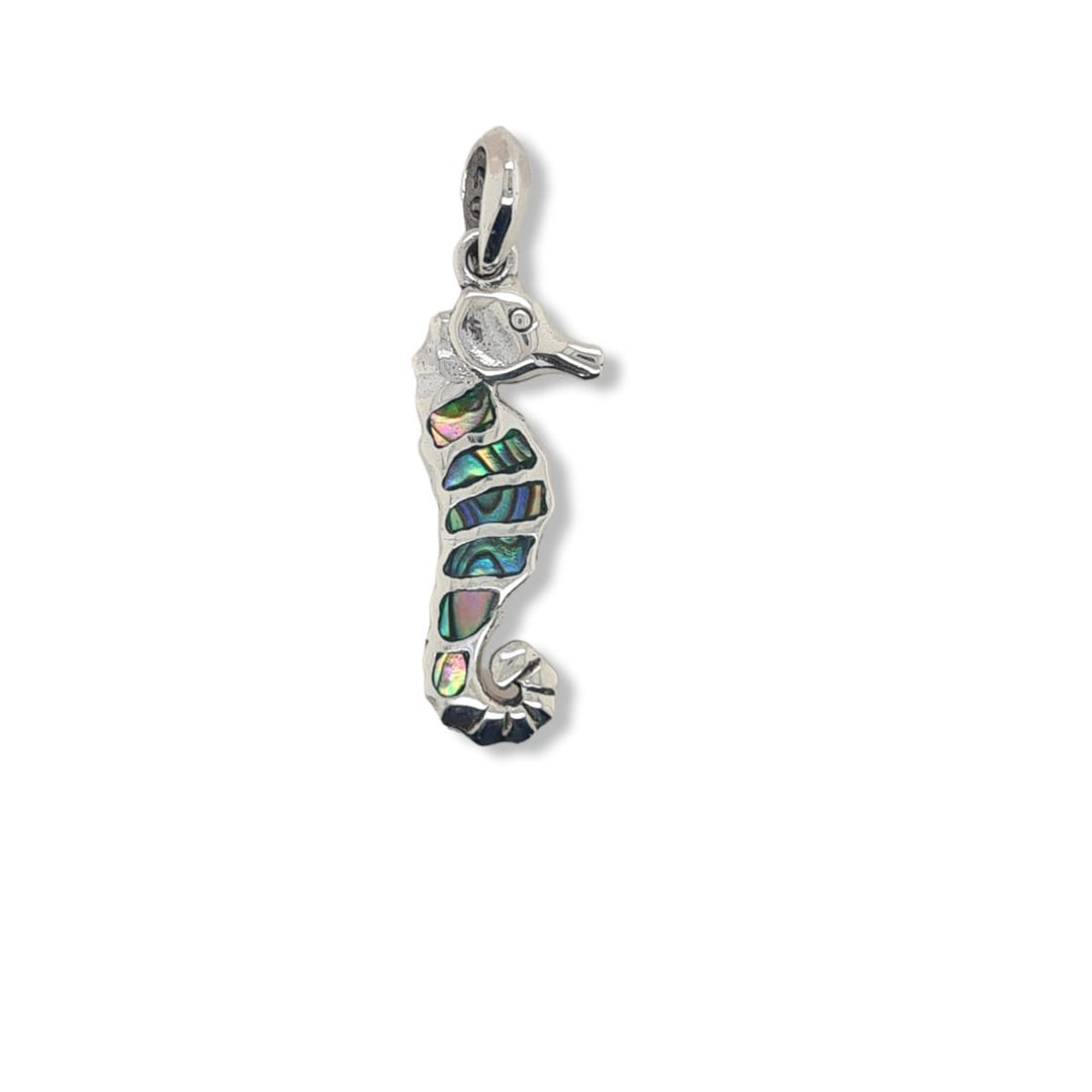 Sterling Silver Paua Shell Seahourse Pendant