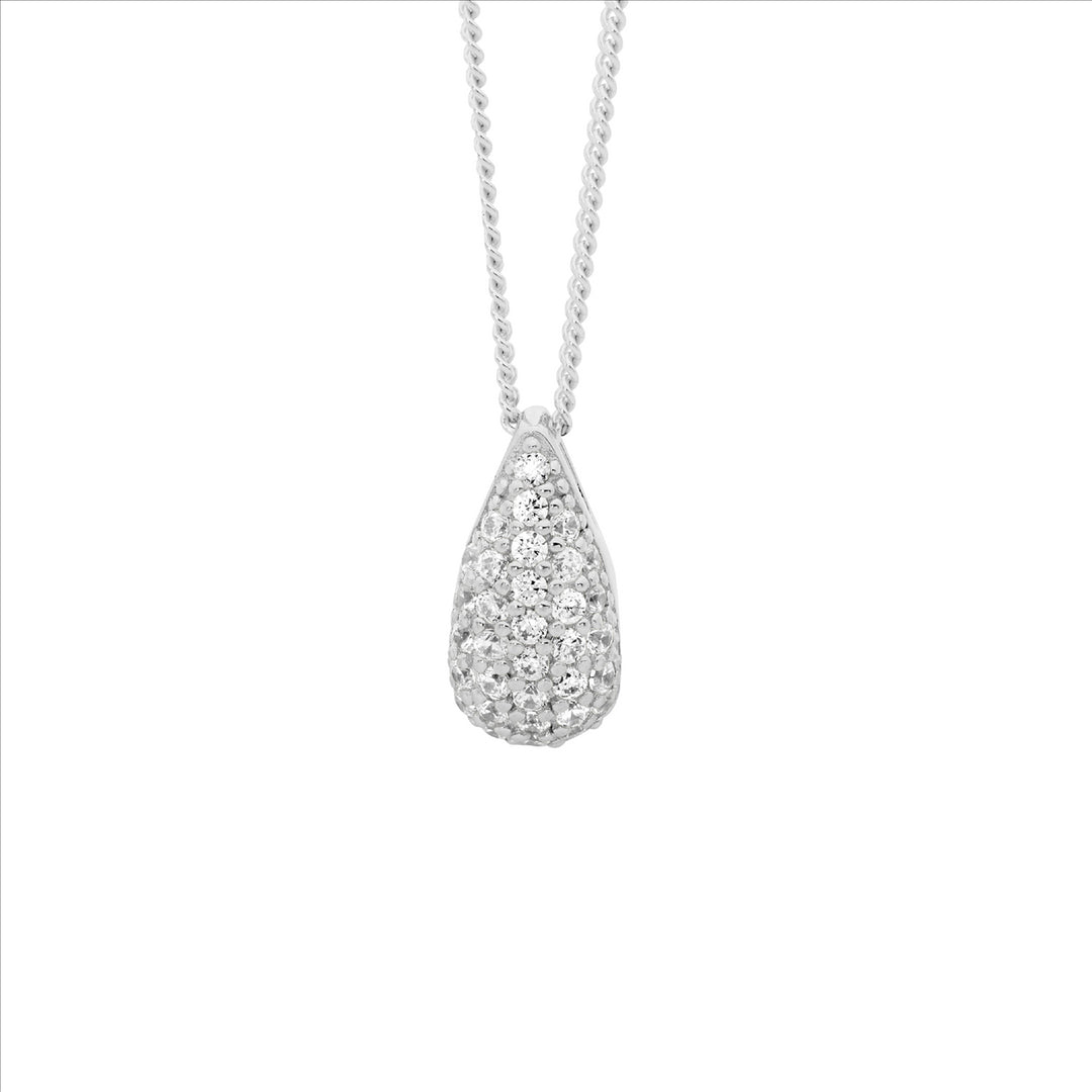 Sterling Silver Cubic Zirconia Teardrop Necklace