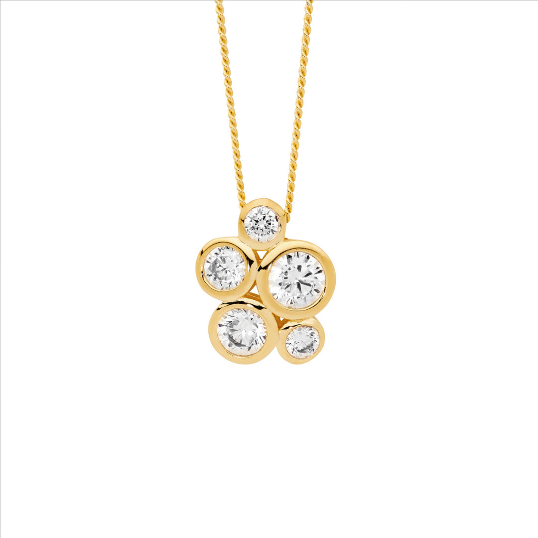 Sterling Silver Yellow Gold Plated Cubic Zirconia Necklace