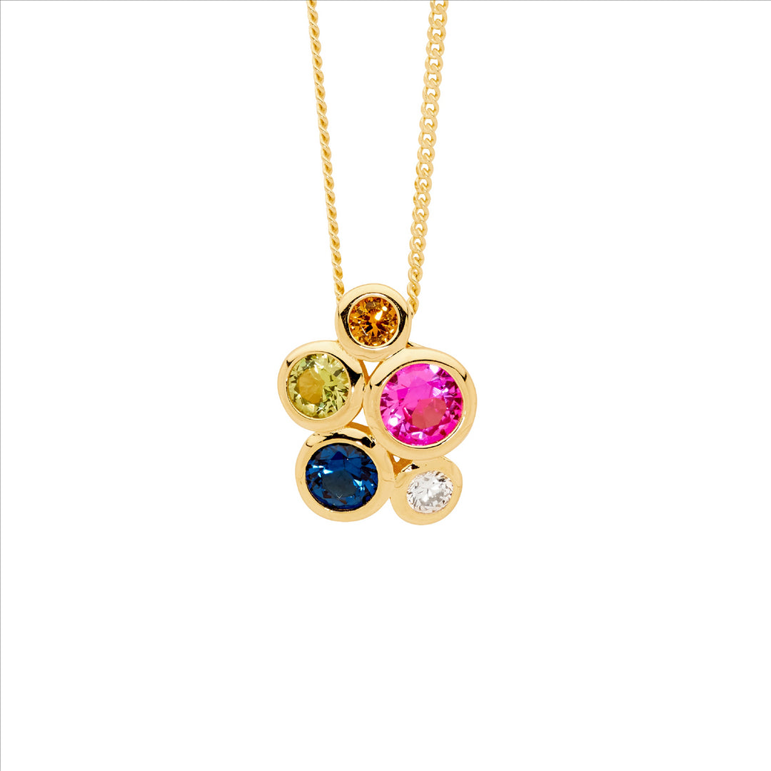 Sterling Silver Yellow Gold Plated Cubic Zirconia Necklace