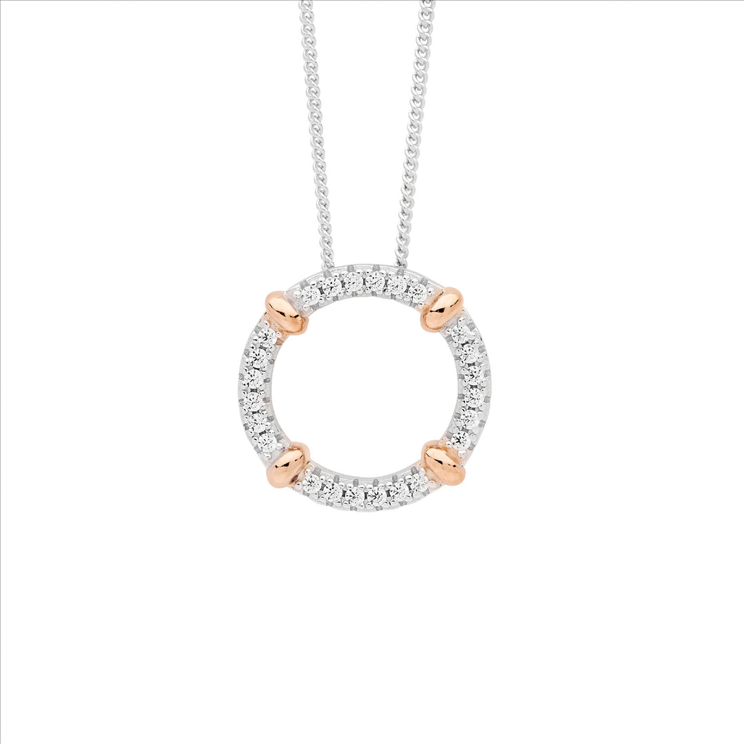Sterling Silver Rose Gold Plated Cubic Zirconia Necklace