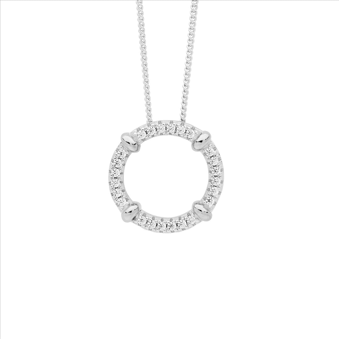 Sterling Silver Cubic Zirconia Circle Necklace