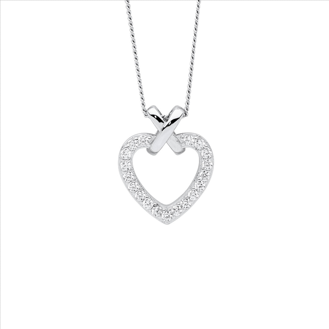 Sterling Silver Cubic Zirconia Heart Necklace