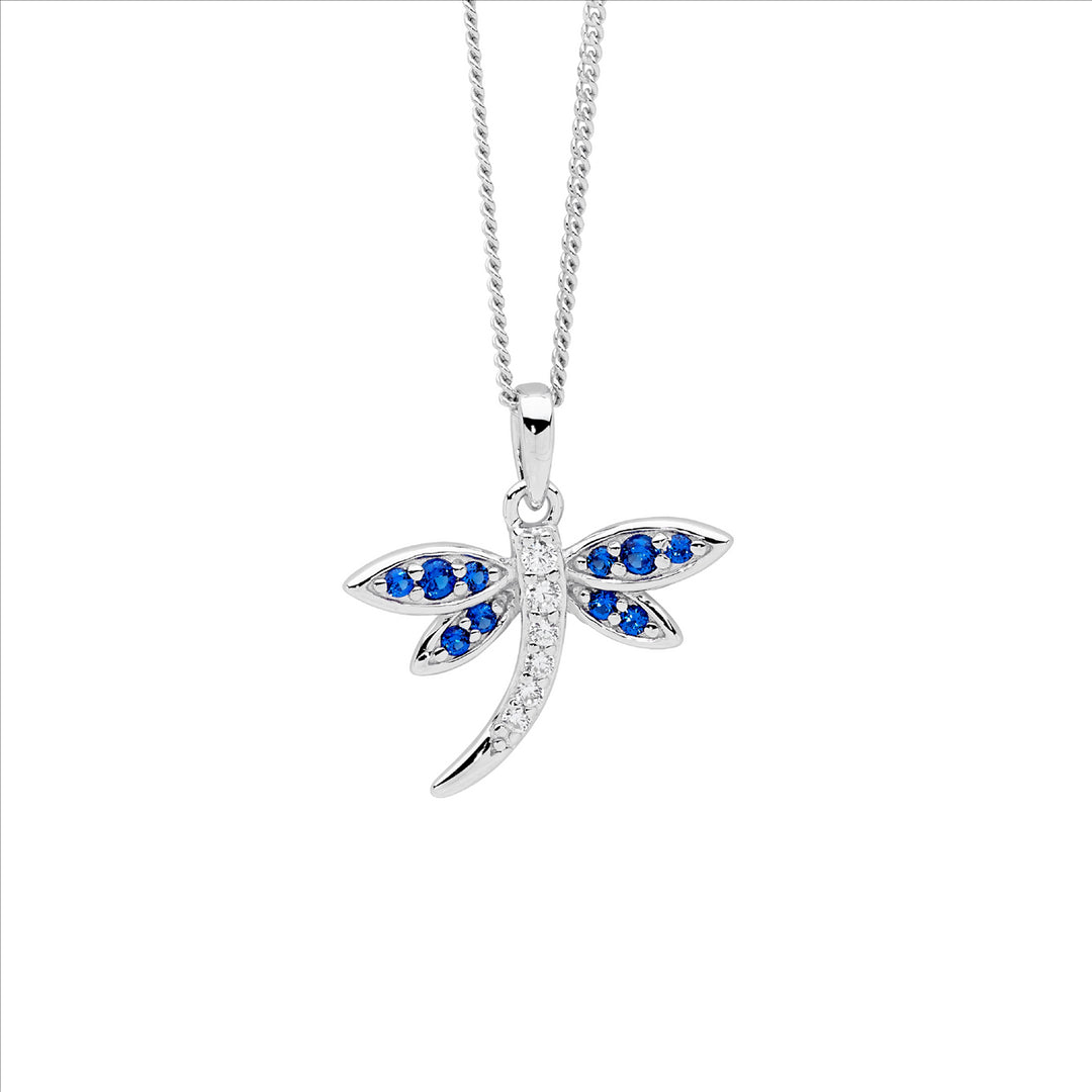 Sterling Silver Cubic Zirconia Dragonfly Necklace