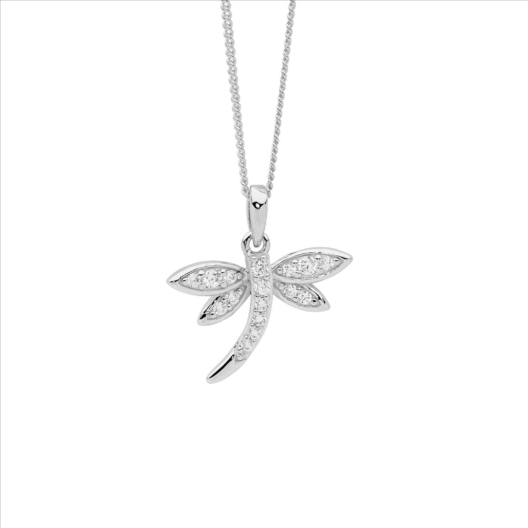 Sterling Silver Cubic Zirconia Dragonfly Necklace
