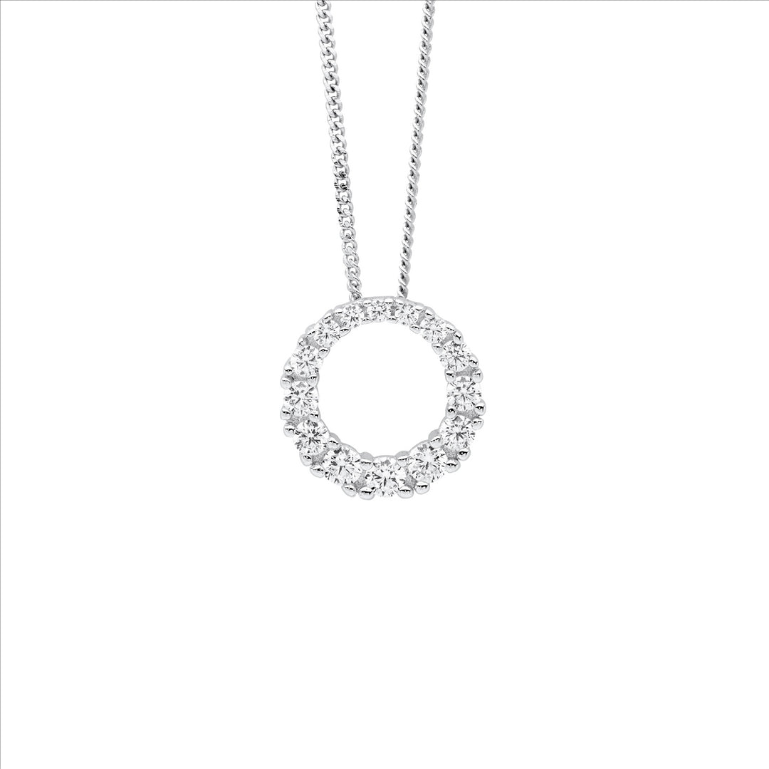 Sterling Silver Cubic Zirconia Circle Necklace