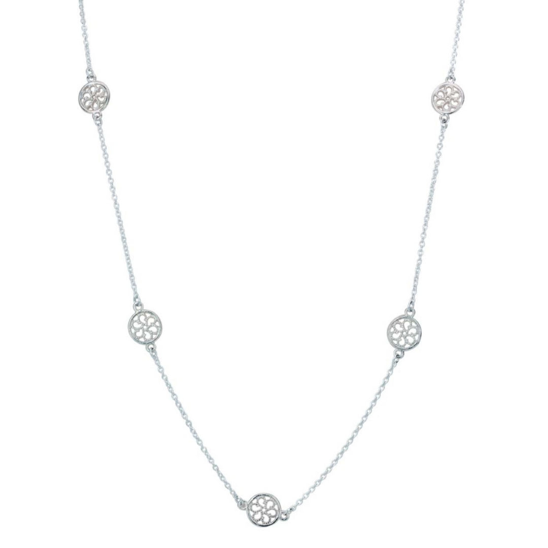 Sterling Silver Filagree Disc Necklace