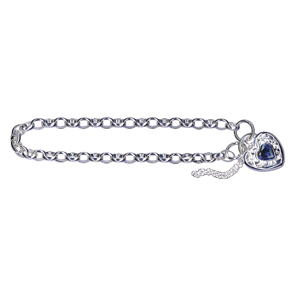 Sterling Silver Cubic Zirconia Belcher Padlock Bracelet