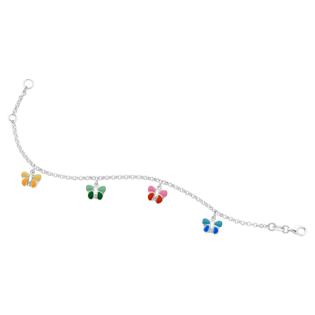 Sterling Silver Enamel Charm Bracellet