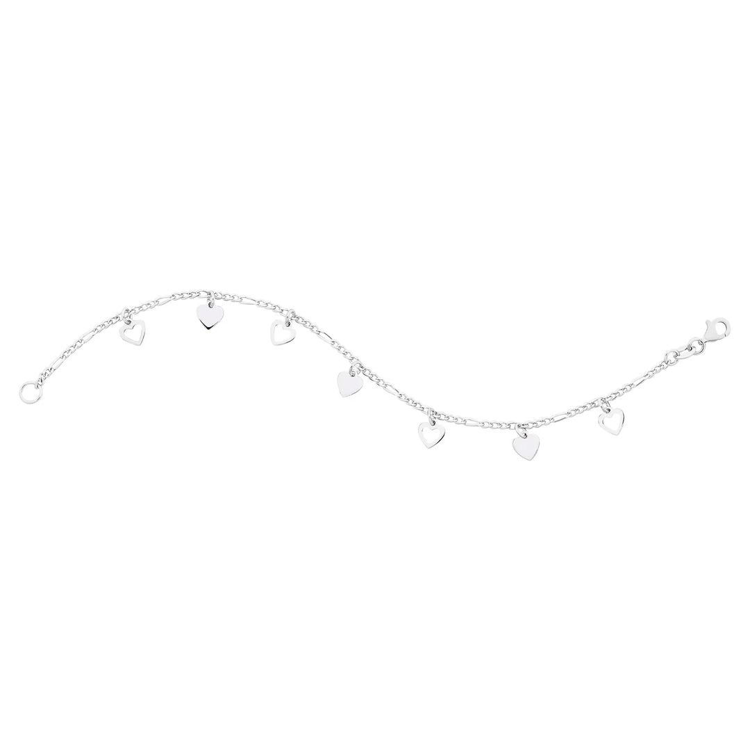 Sterling Silver Heart Charm Bracelet