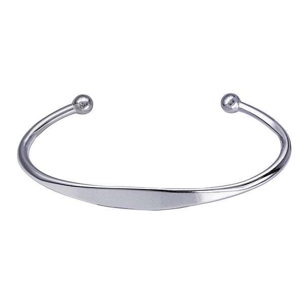 Sterling Silver Surf Bangle With ID Plate 5.5mm Wide
