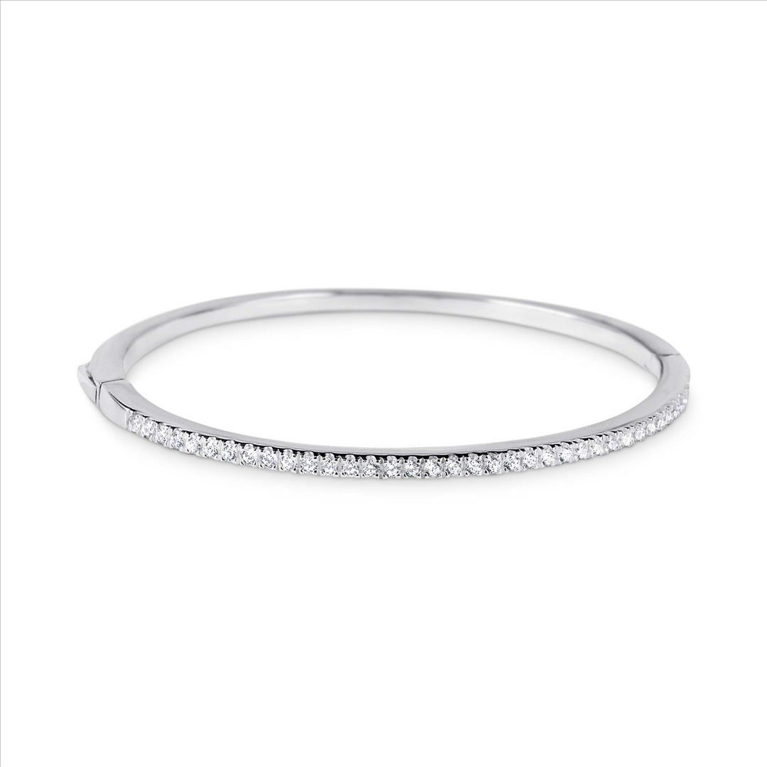 Sterling Silver Cubic Zirconia Hinged Bangle