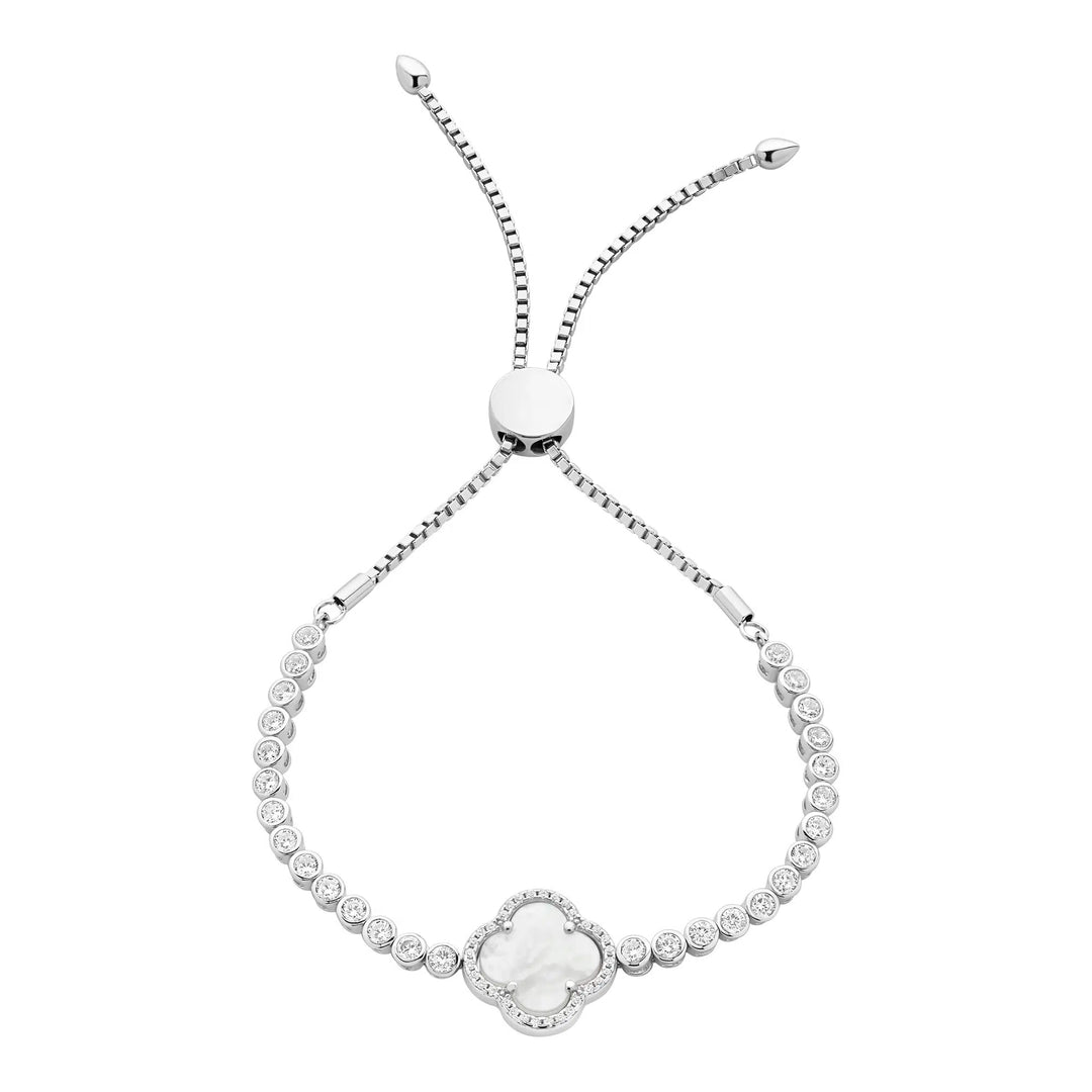 Sterling Silver Mother Of Pearl & Cubic Zirconia Bracelet