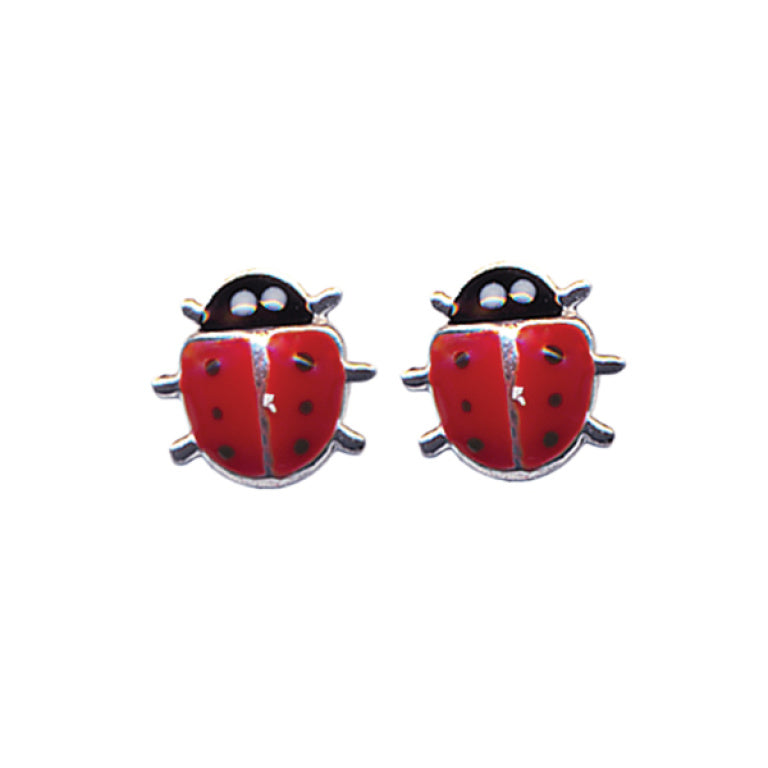 Sterling Silver Lady Beetle Stud Earrings