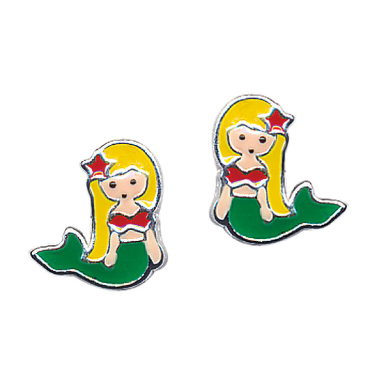 Sterling Silver Mermaid Stud Earrings