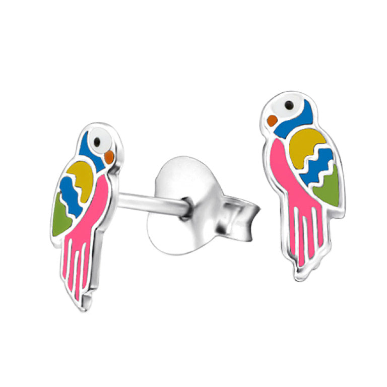 Sterling Silver Parrot Stud Earrings