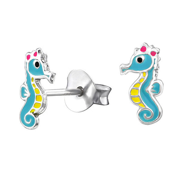 Sterling Silver Seahorse Stud Earrings
