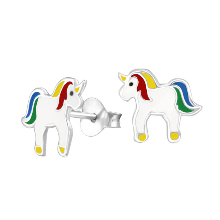Sterling Silver Unicorn Stud Earrings