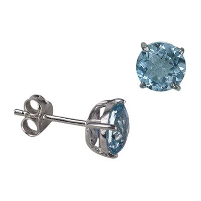 Sterling Silver Blue Topaz Stud Earrings
