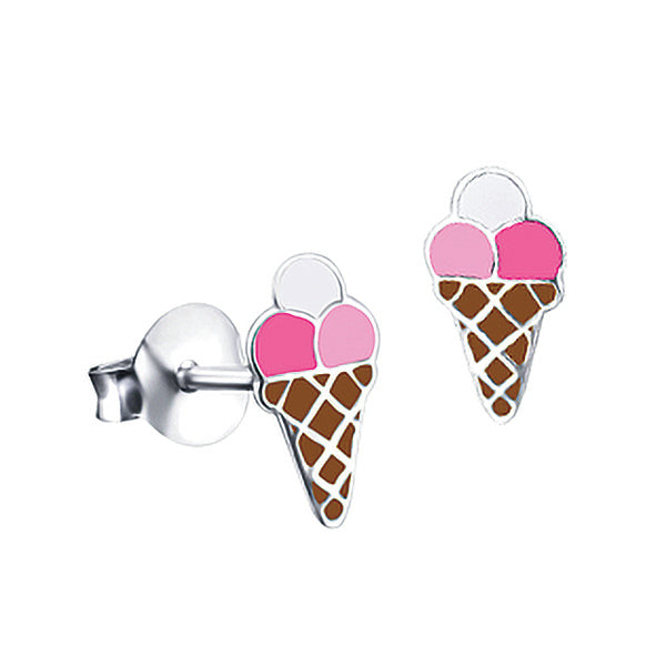 Sterling Silver Ice Cream Stud Earrings
