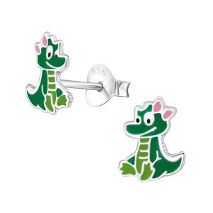 Sterling Silver Crocodile Stud Earrings