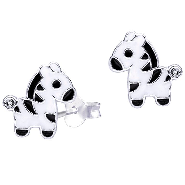 Sterling Silver Zebra Stud Earrings