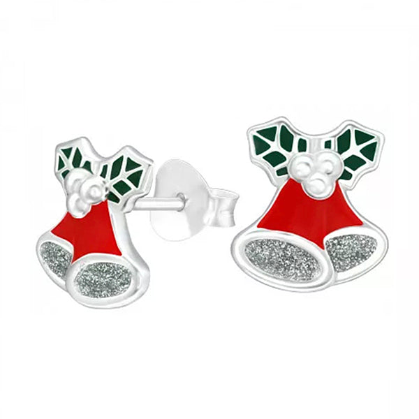 Sterling Silver Christmas Bell Stud Earrings