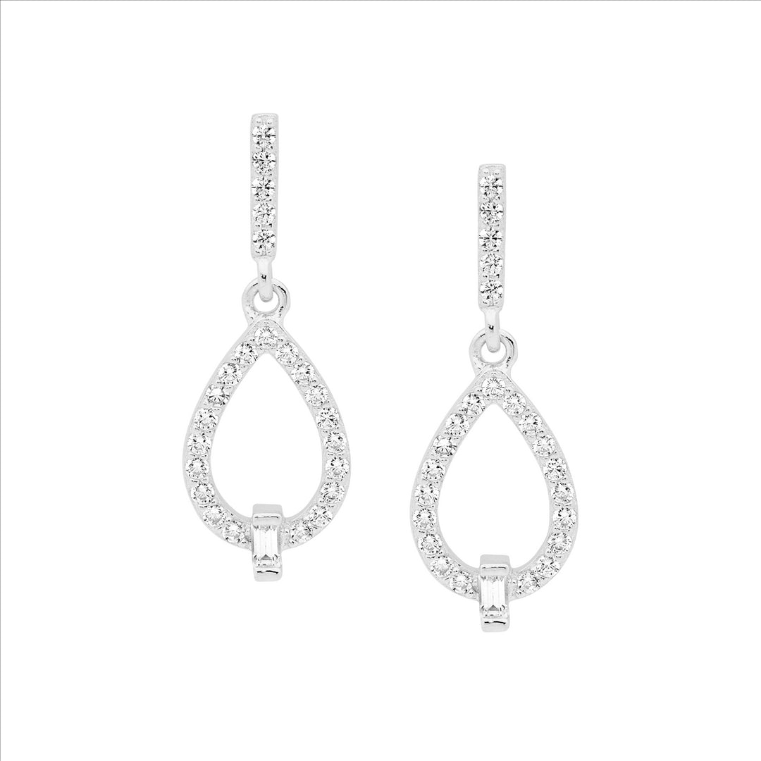 Sterling Silver Cubic Zirconia Teardrop Stud Earrings