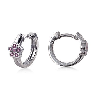 Sterling Silver Flower Huggie Earrings