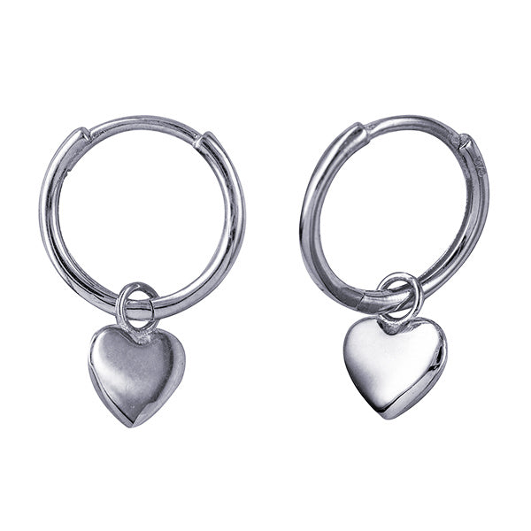 Sterling Silver Heart Charm Huggies