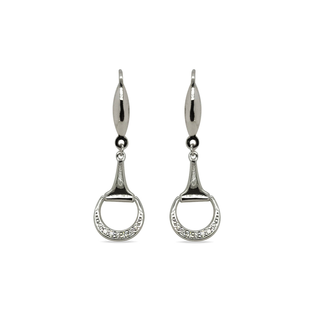 Sterling Silver & Cubic Zirconia Horse Bit Sheperd Hook Earrings