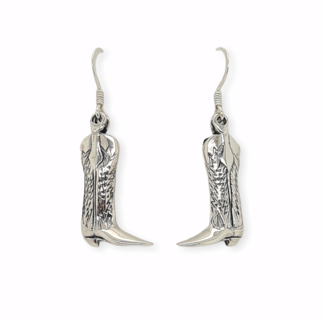 Sterling Silver Cowboy Boot Sheperd Hook Earrings