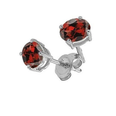 Sterling Silver Garnet Stud Earrings