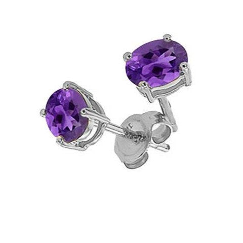 Sterling Silver Amethyst Stud Earrings