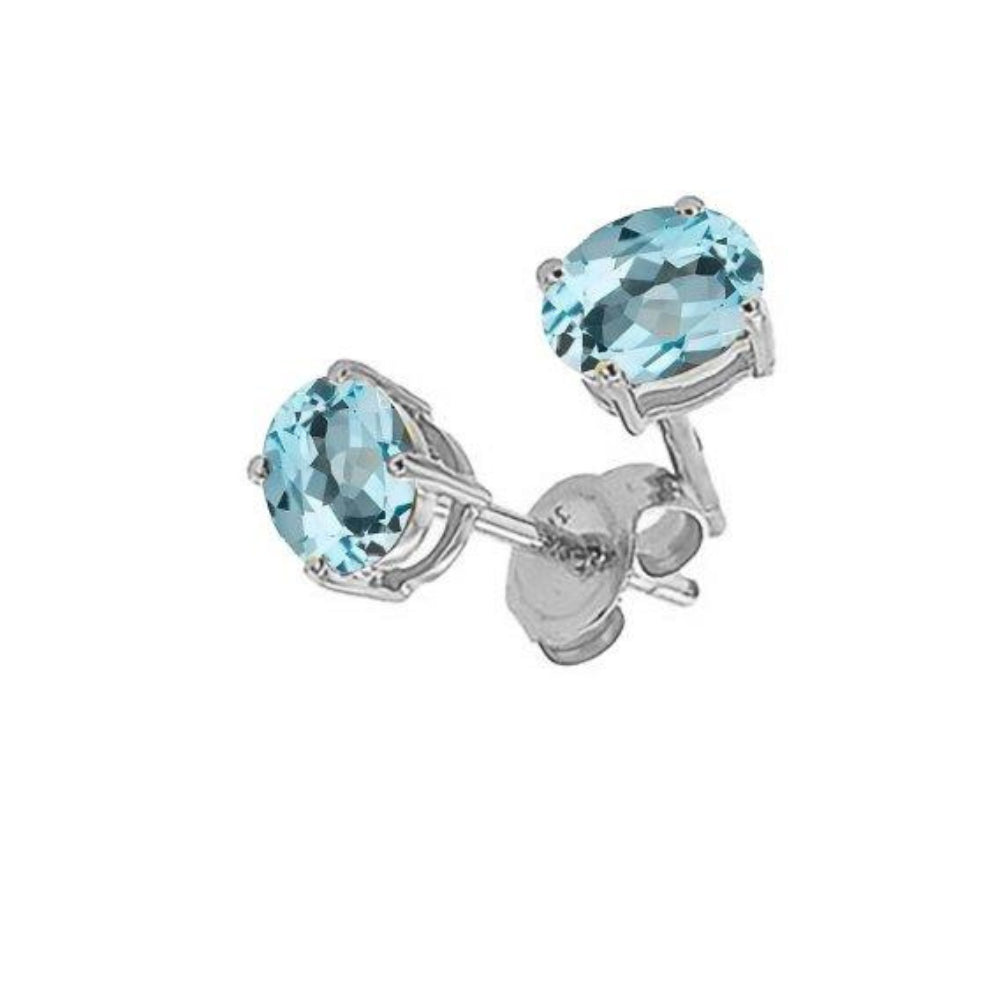 Sterling Silver Blue Topaz Stud Earrings