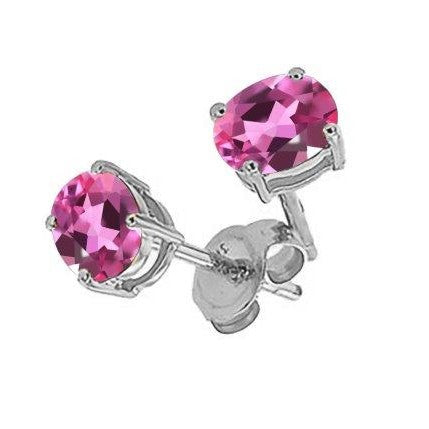 Sterling Silver Created Sapphire Stud Earrings