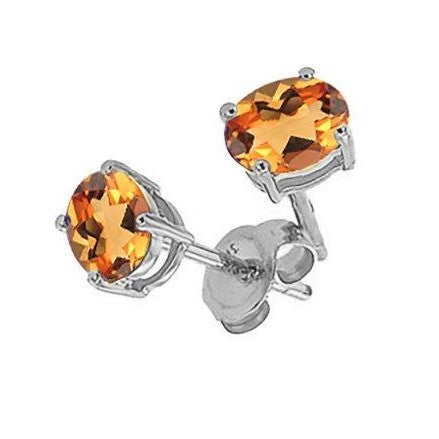 Sterling Silver Citrine Stud Earrings