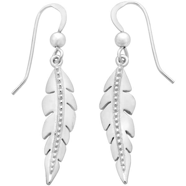 Sterling Silver Leaf Sheperd Hook Earrings