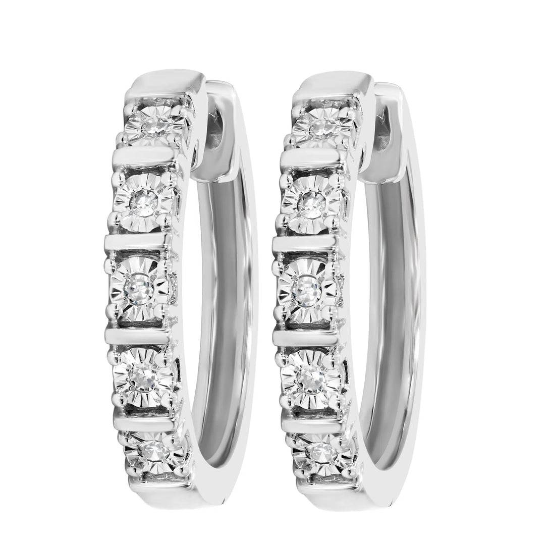 Sterling Silver Diamond Hoop Earrings