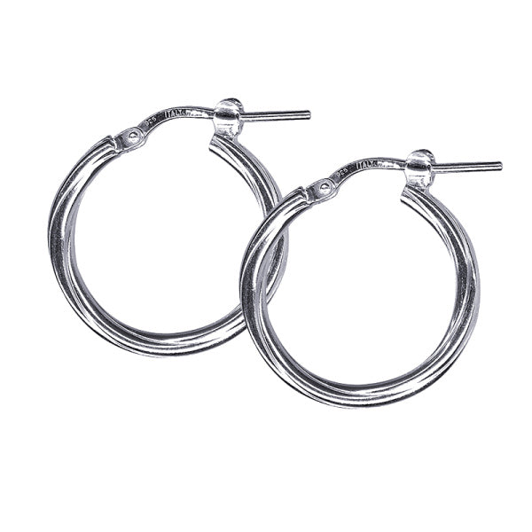 Sterling Silver Italian Twist Hoop Earrings 15mm