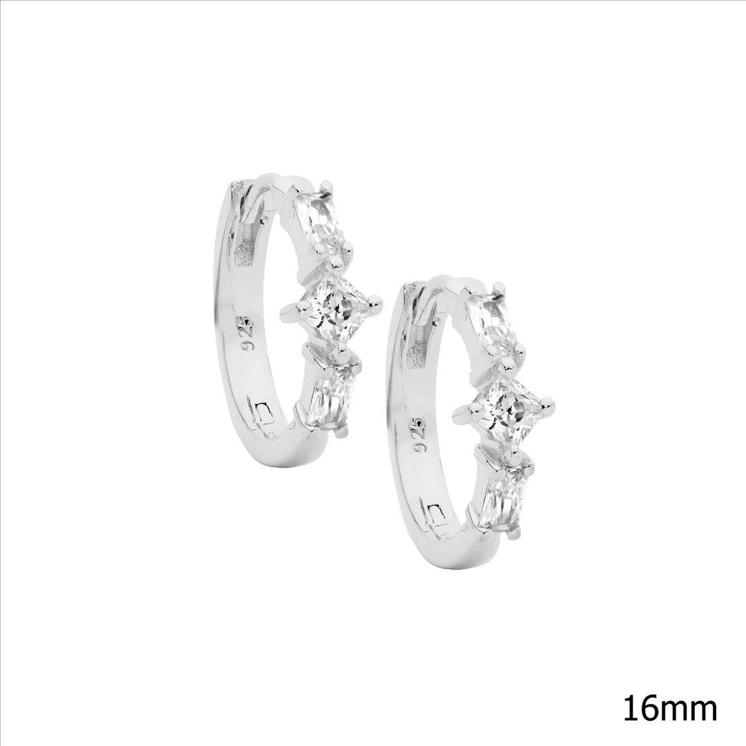 Sterling Silver Cubic Zirconia Huggie Earrings